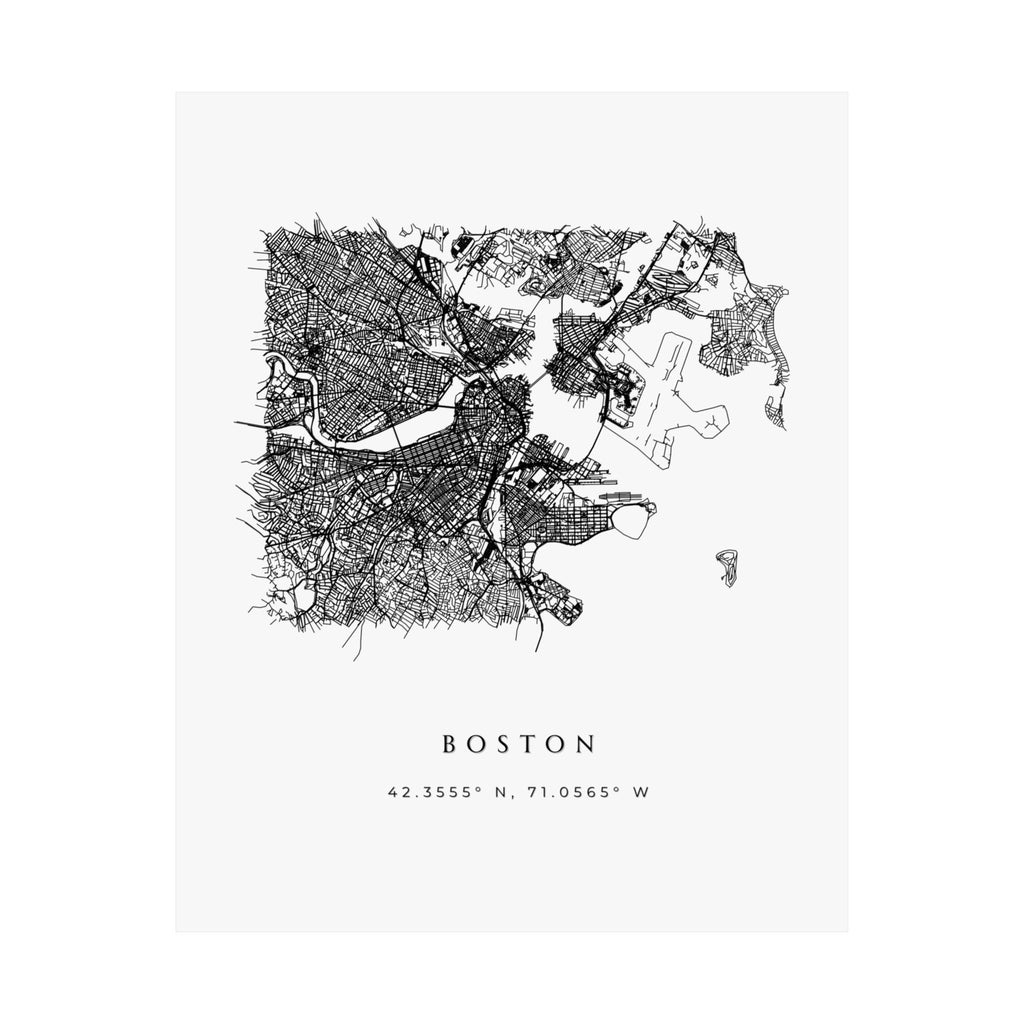 Boston Roadways Matte Map Poster