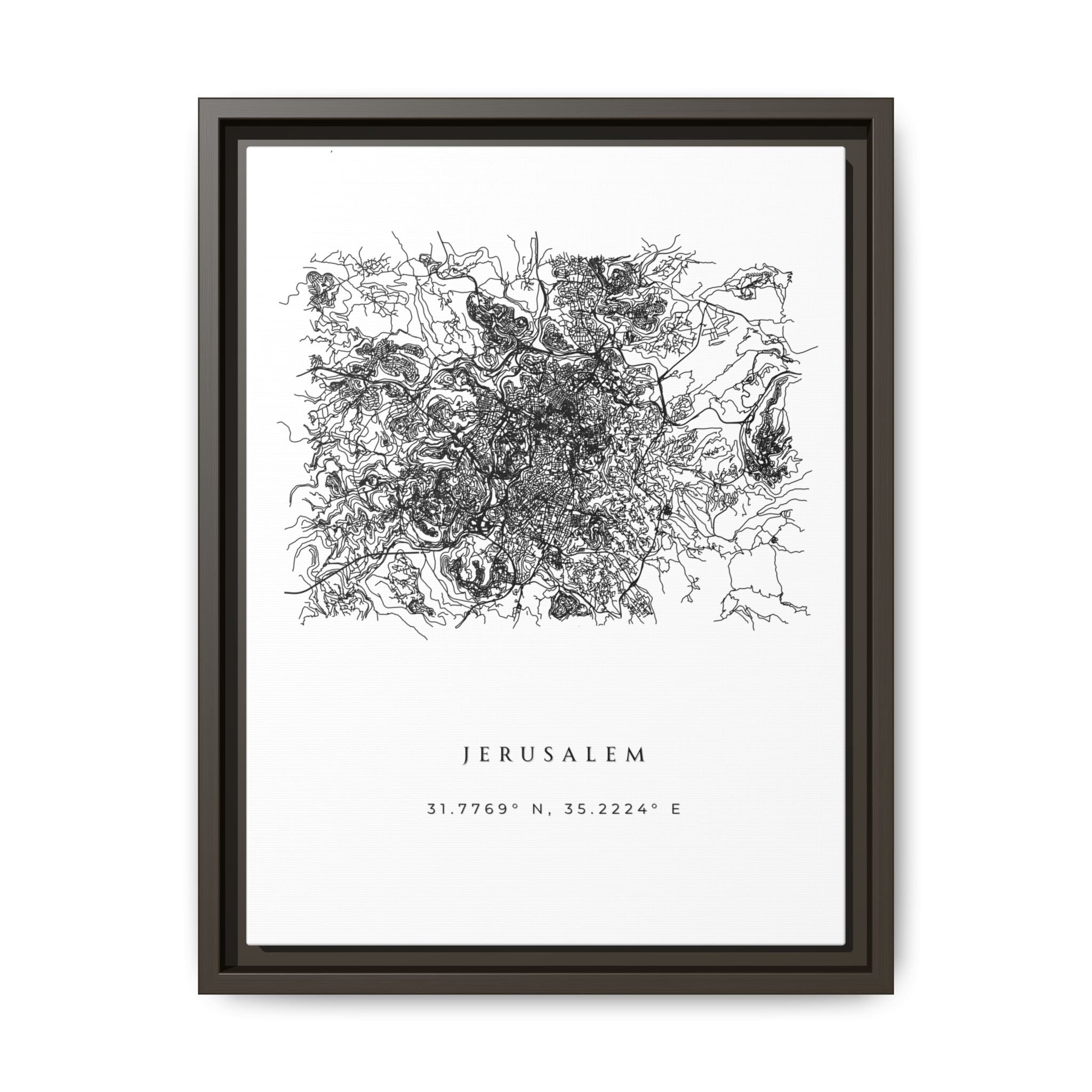 Framed Jerusalem City Map Art
