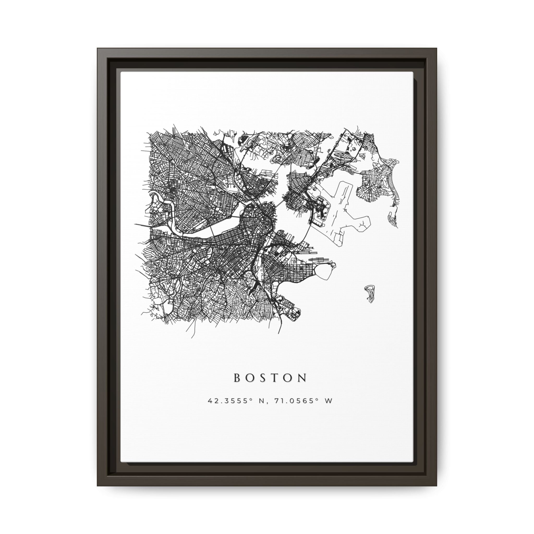 Framed Boston City Map Art