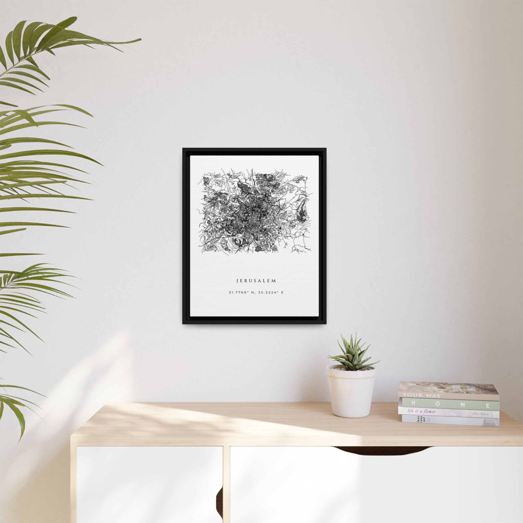 Framed Jerusalem City Map Art