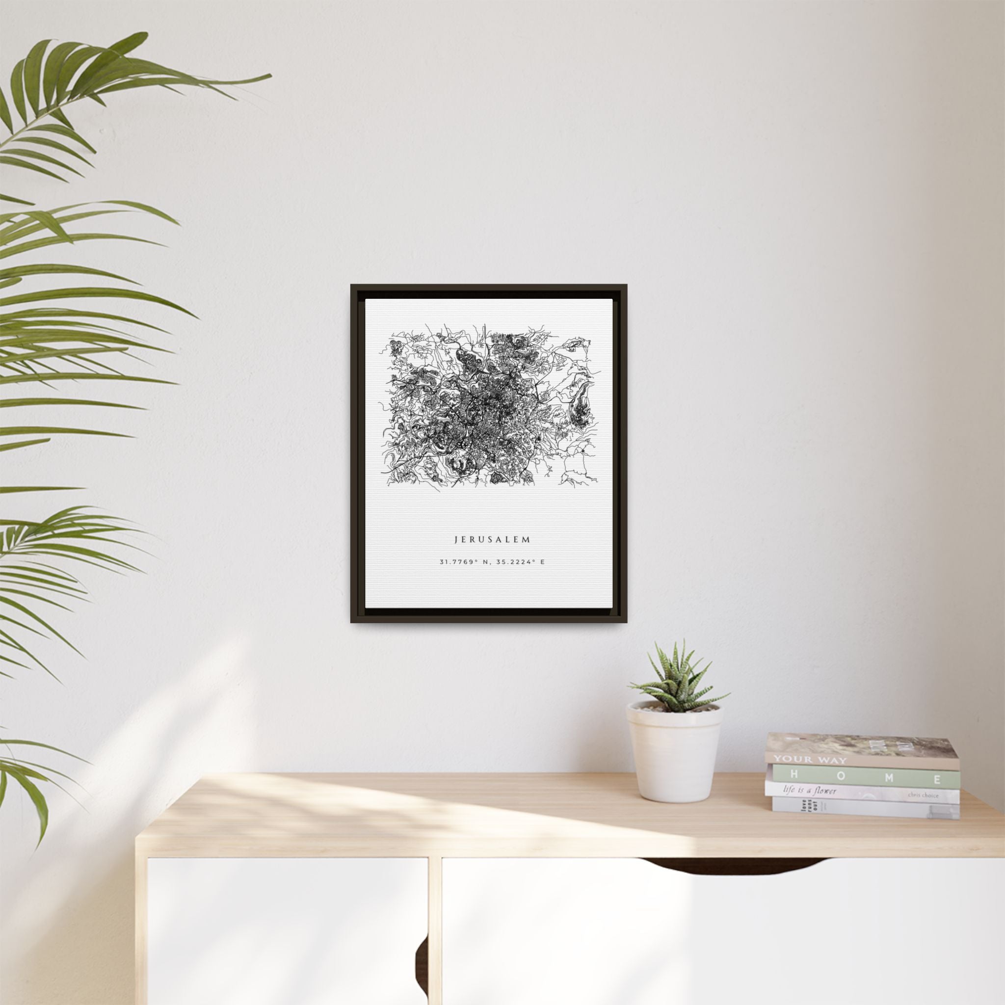 Framed Jerusalem City Map Art