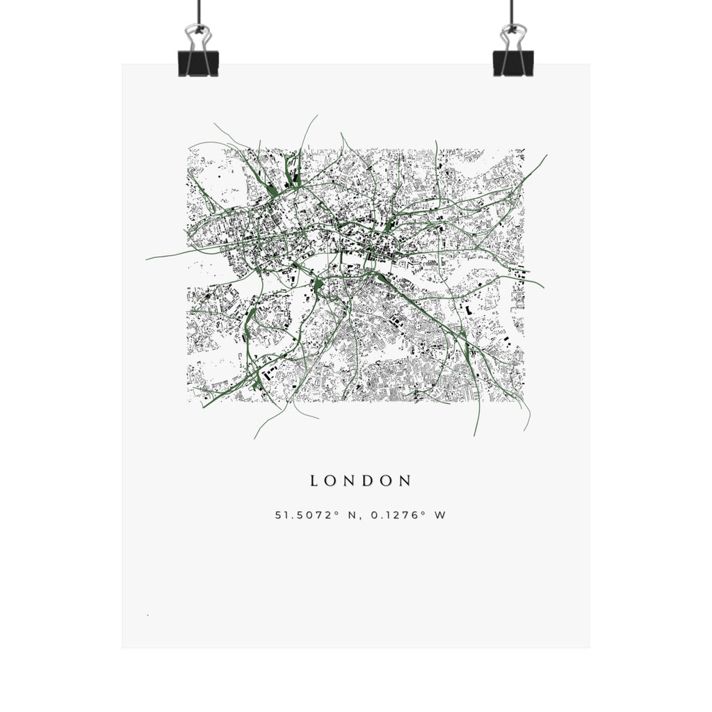 London Buildings and Railways Map Poster