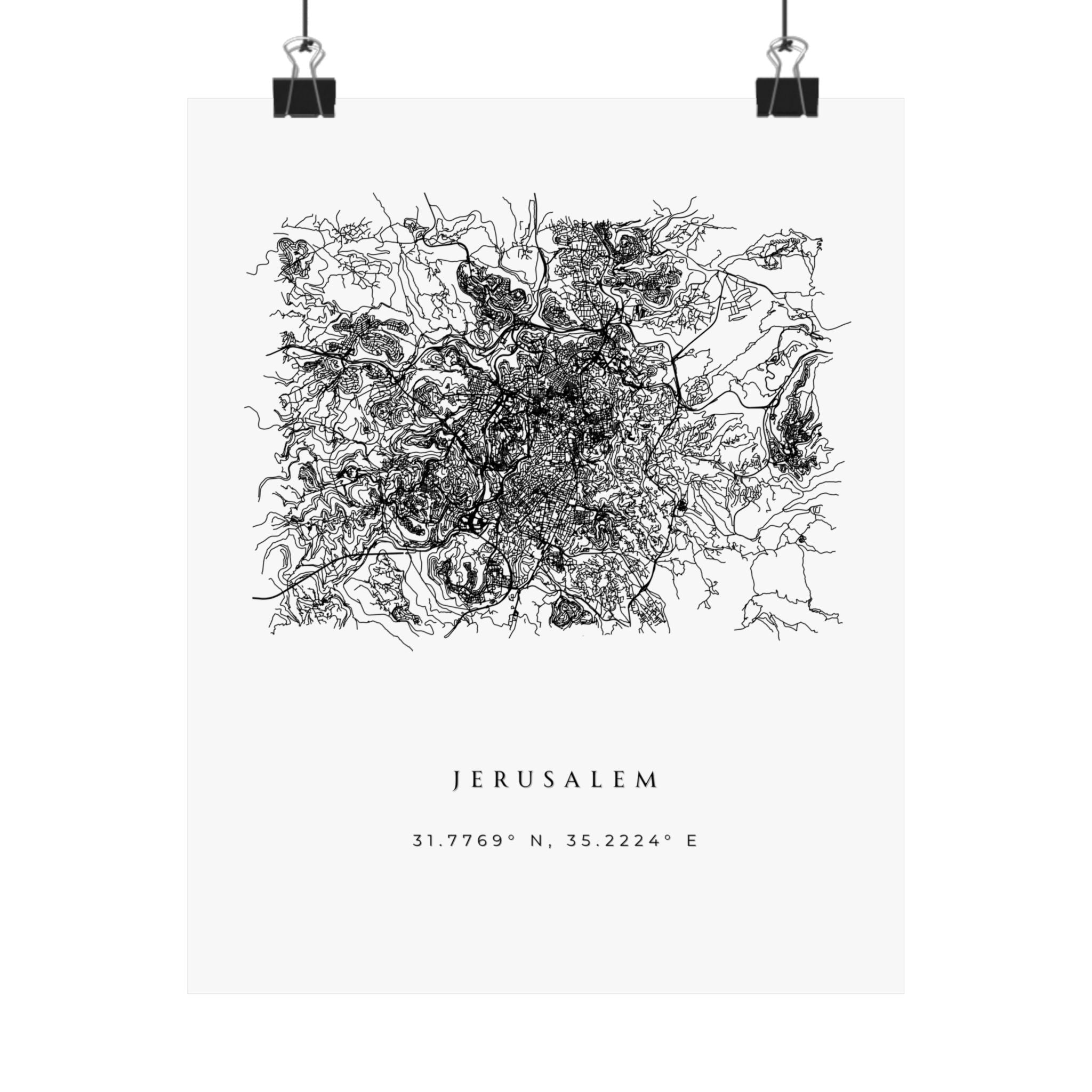 Jerusalem Minimalist City Map Poster