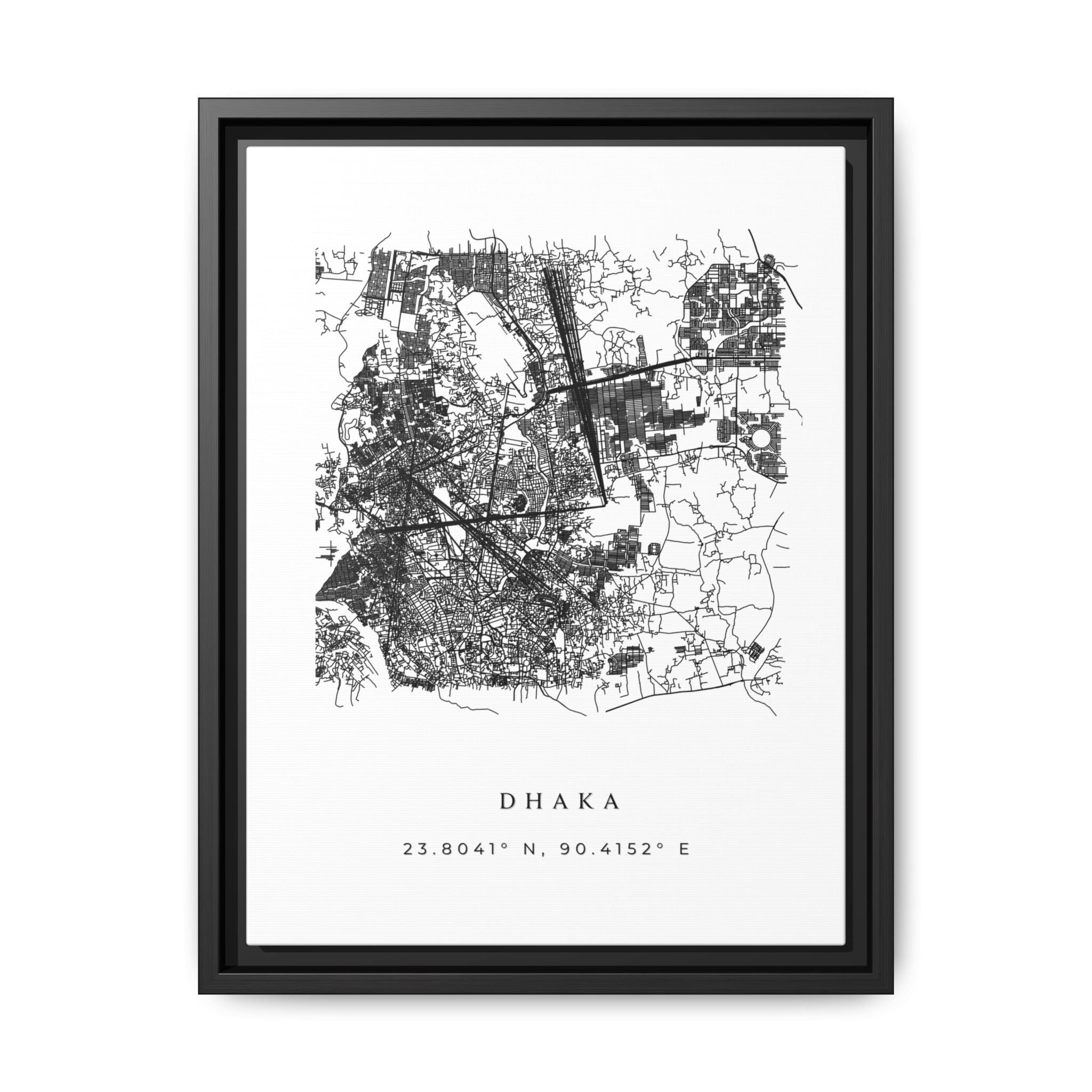 Framed Dhaka City Map Art