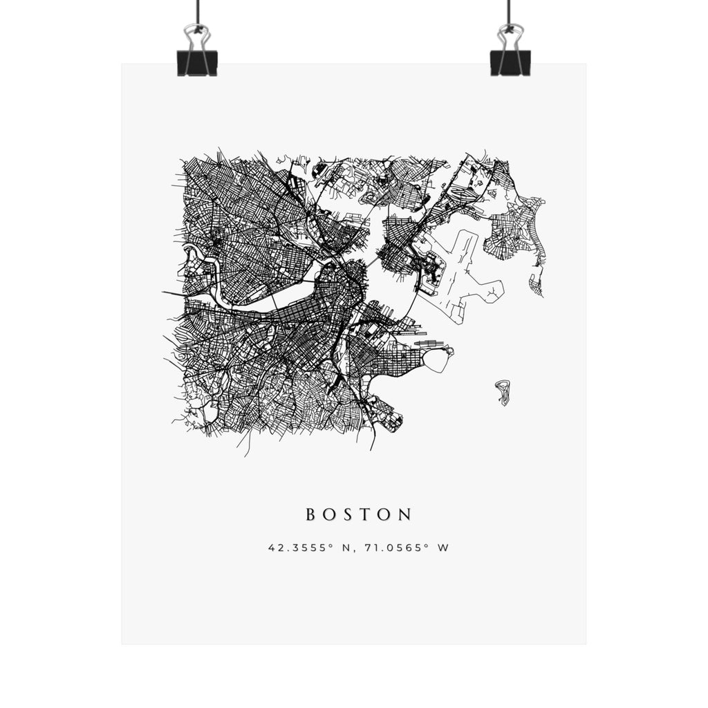 Boston Roadways Matte Map Poster