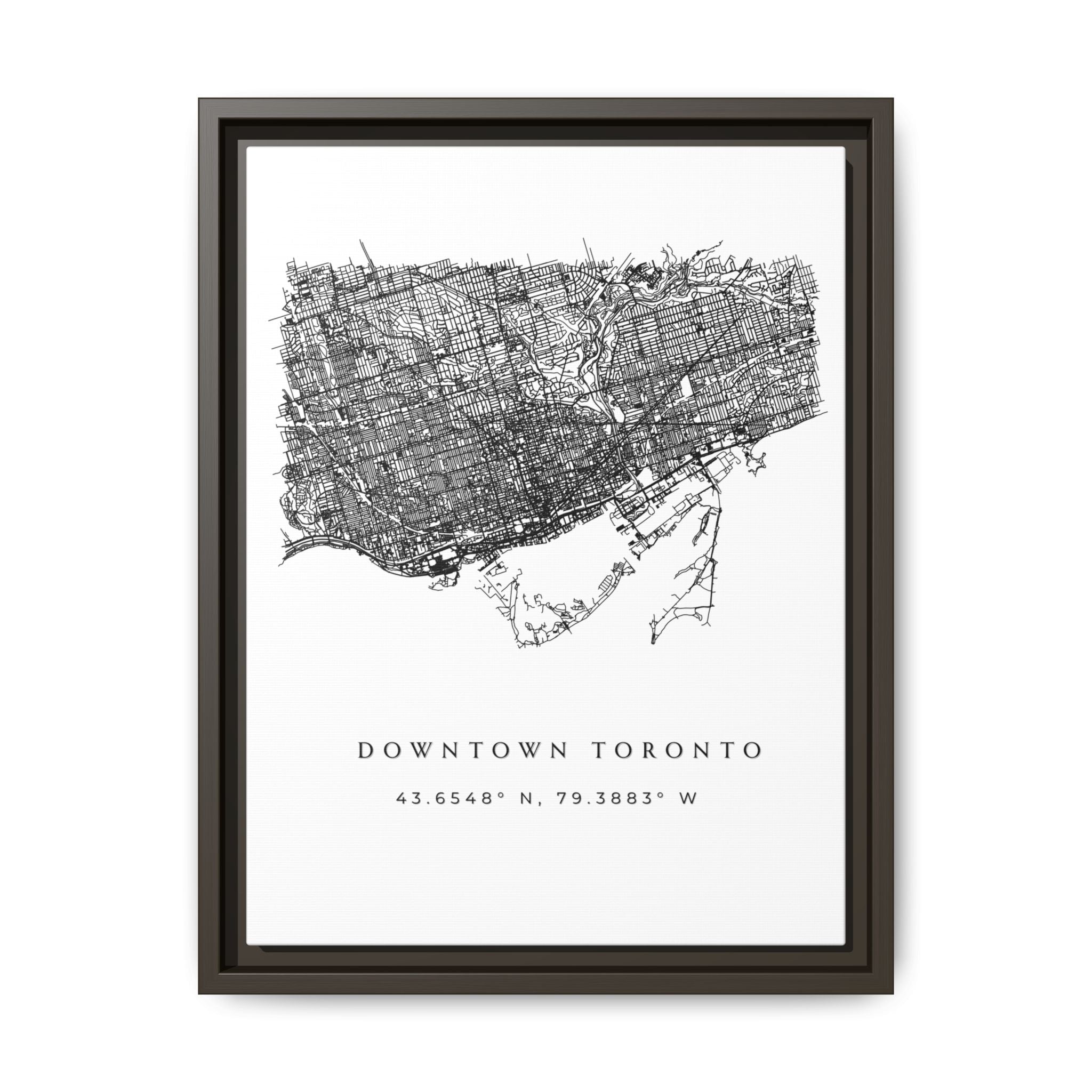Framed Downtown Toronto Map Art