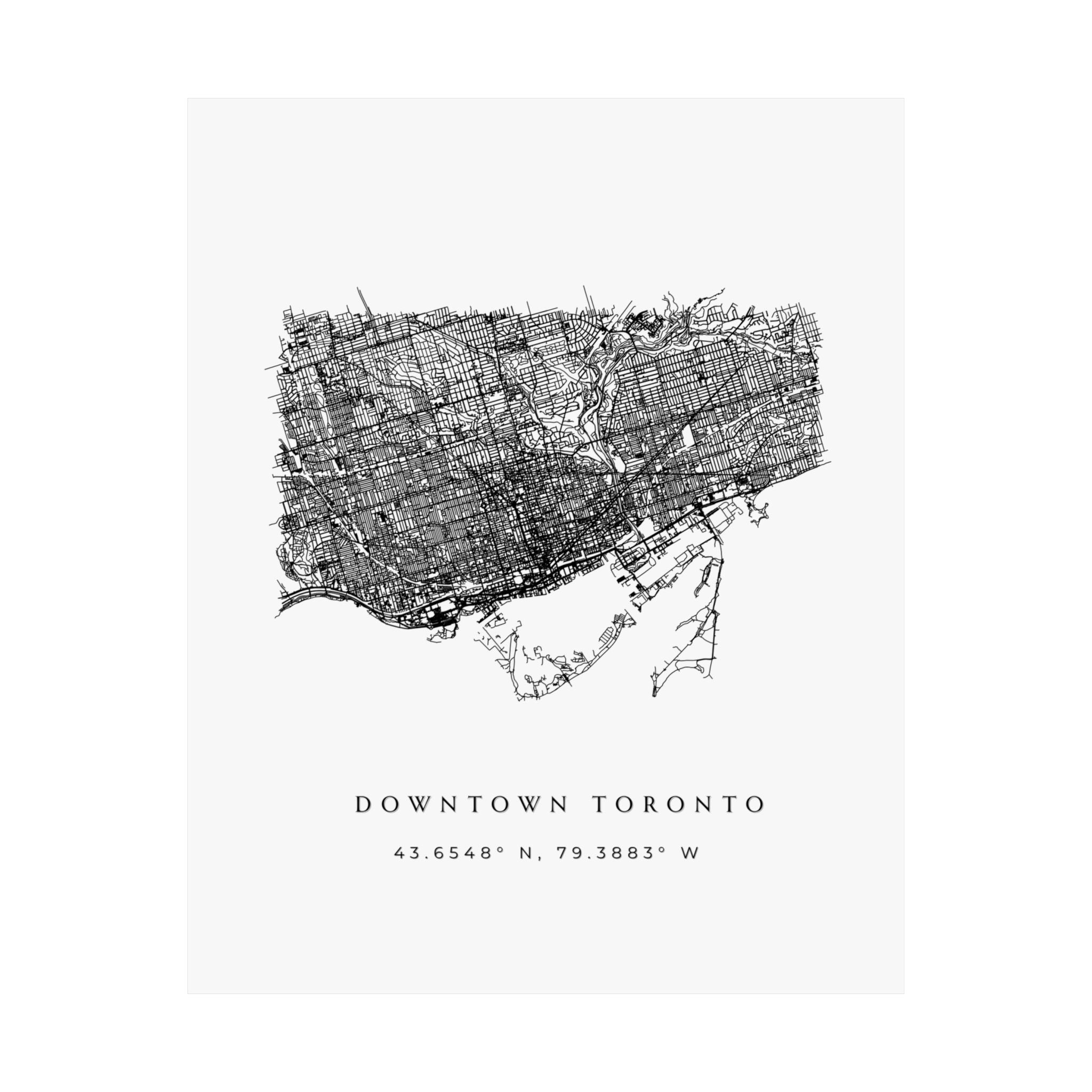Downtown Toronto Matte Map Poster