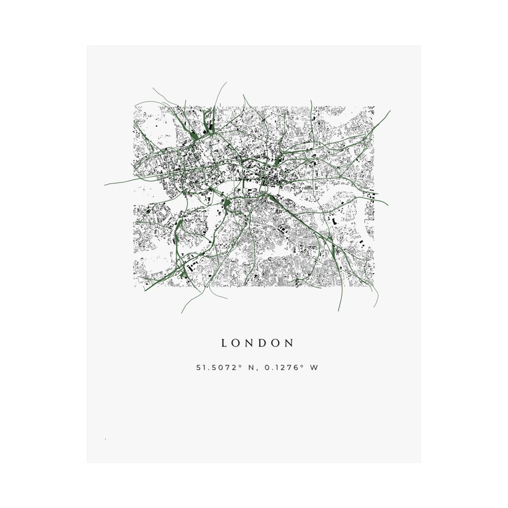 London Buildings and Railways Map Poster