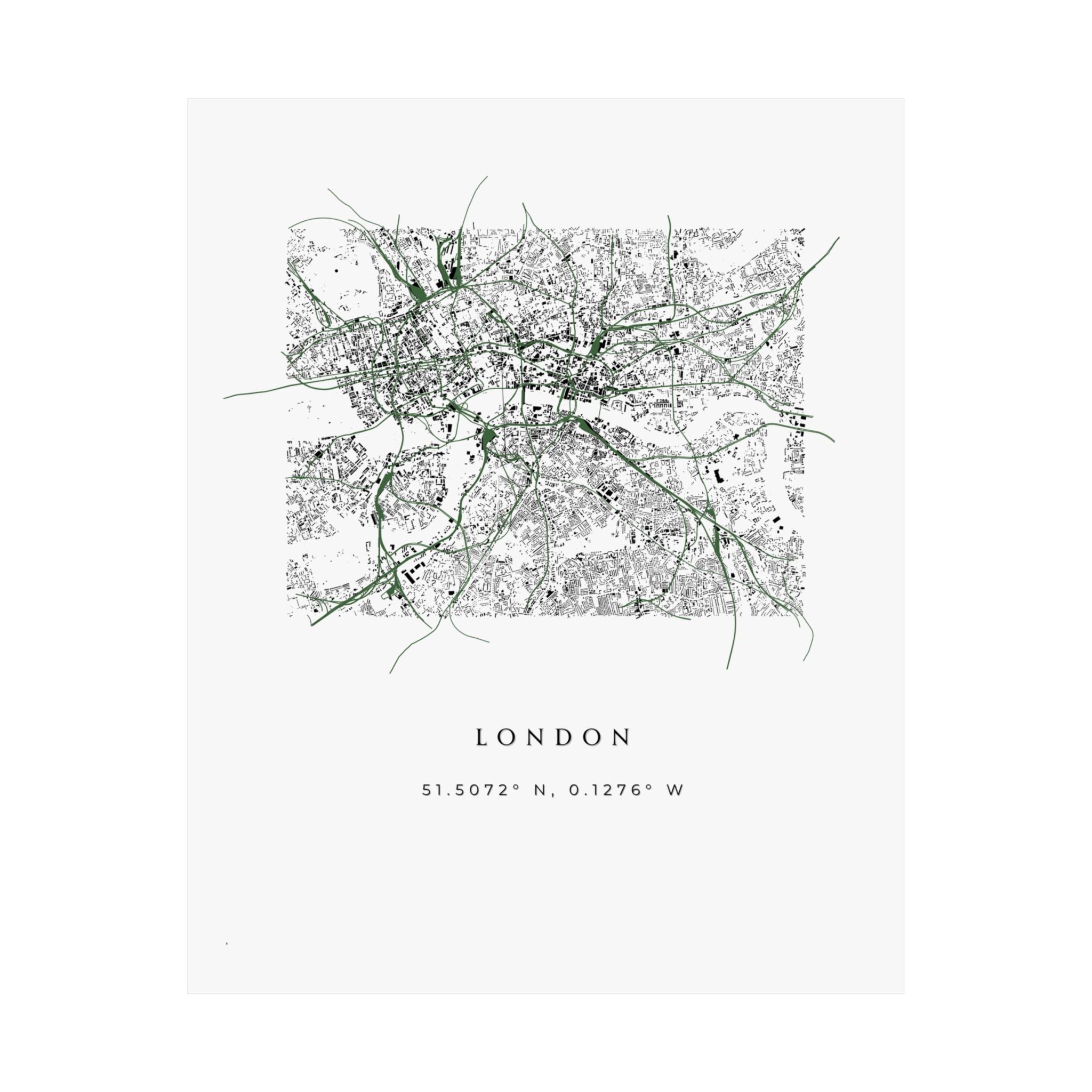 London Buildings and Railways Map Poster
