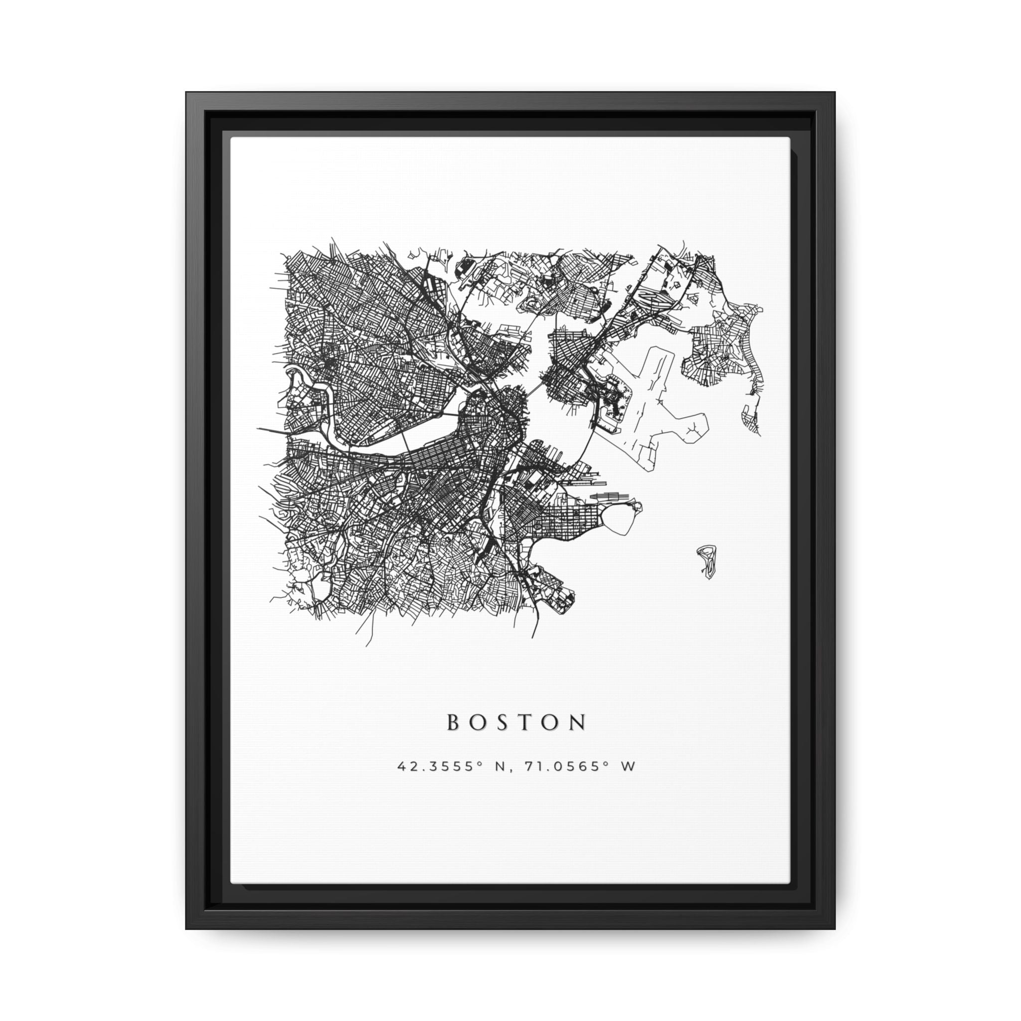 Framed Boston City Map Art