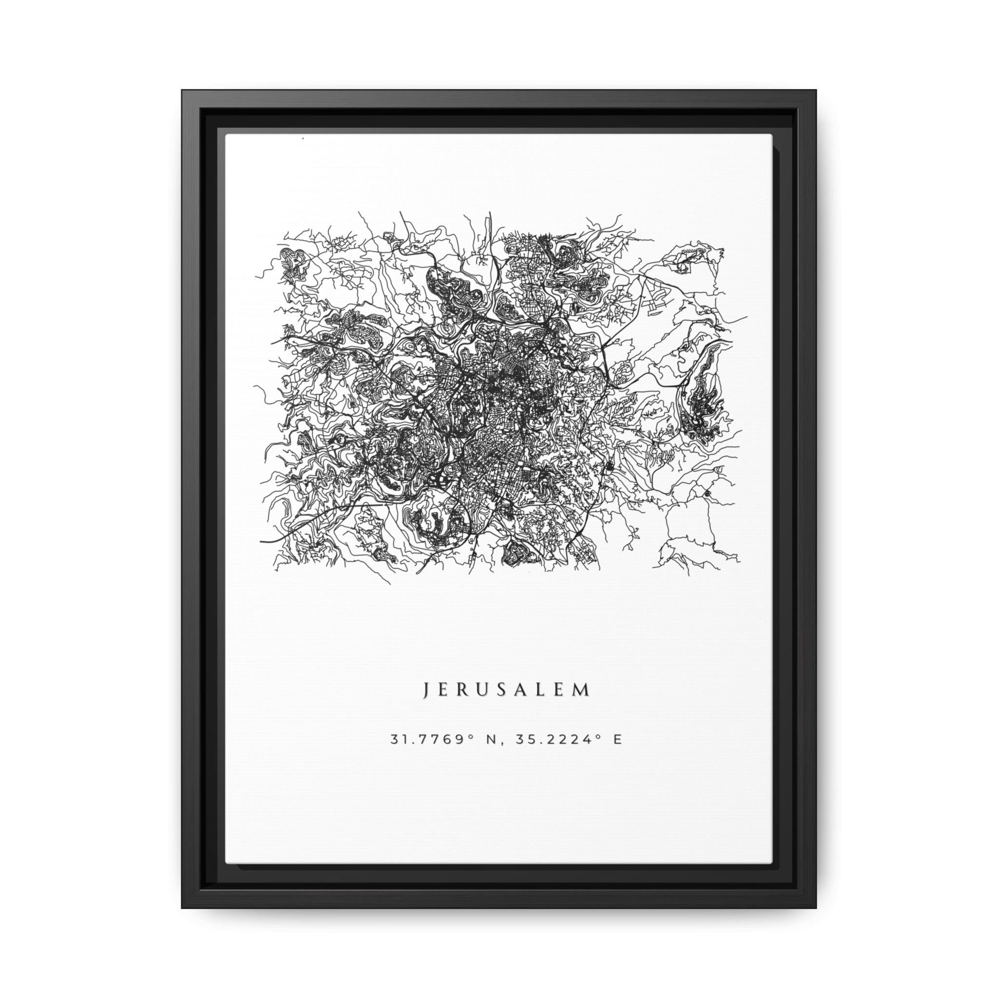 Framed Jerusalem City Map Art