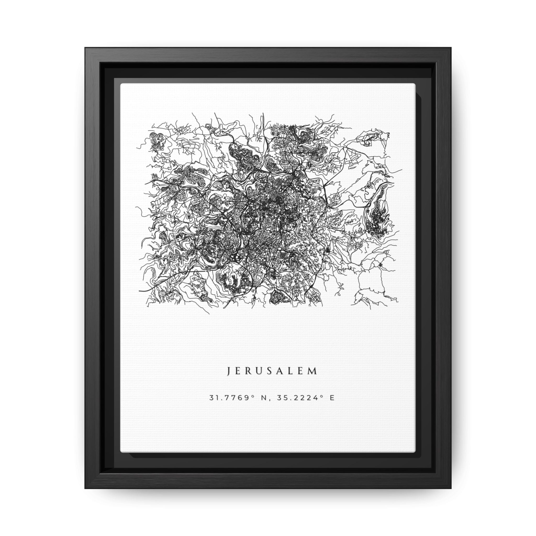 Framed Jerusalem City Map Art
