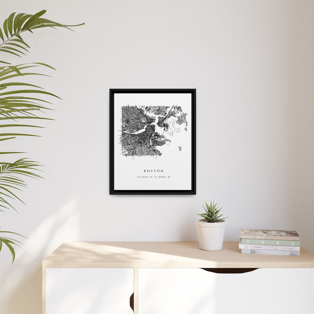 Framed Boston City Map Art