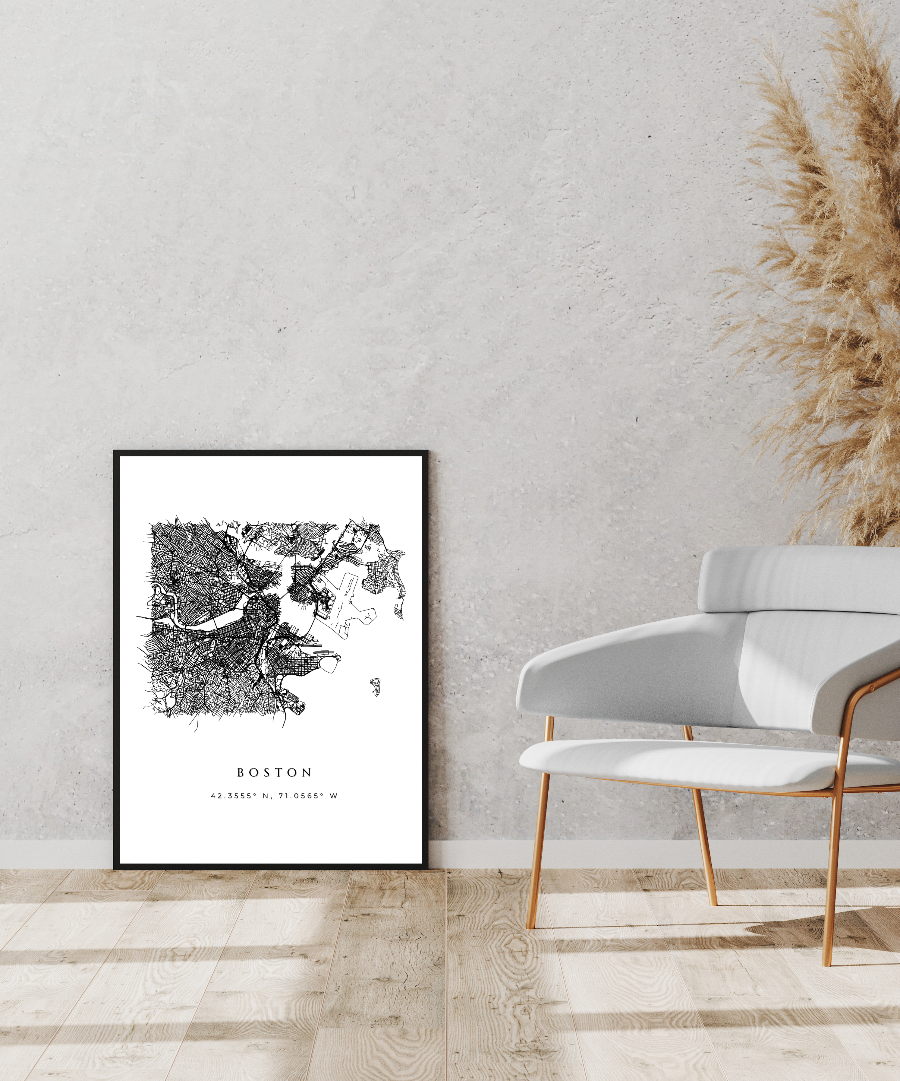 Framed Boston City Map Art