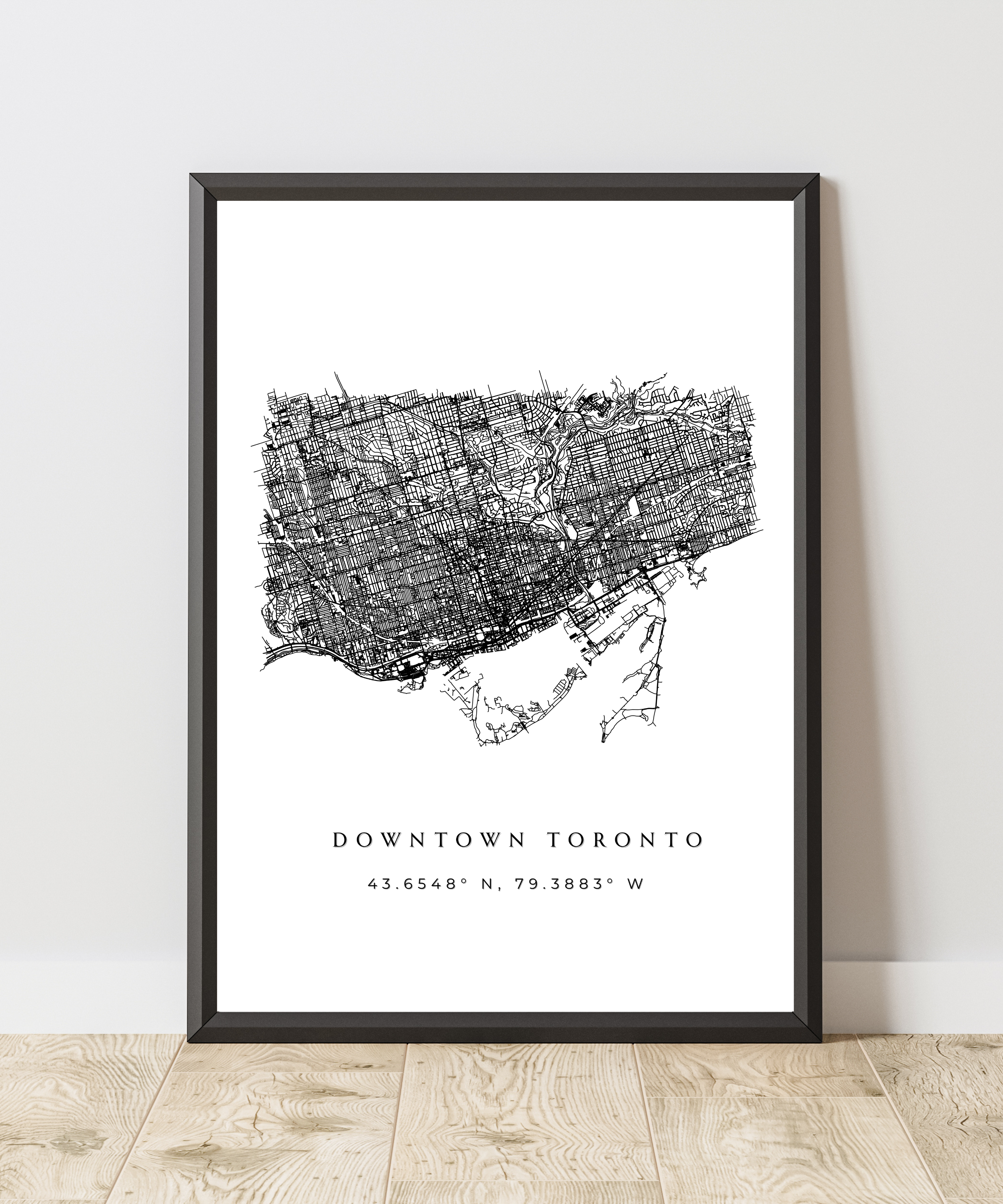 Framed Downtown Toronto Map Art