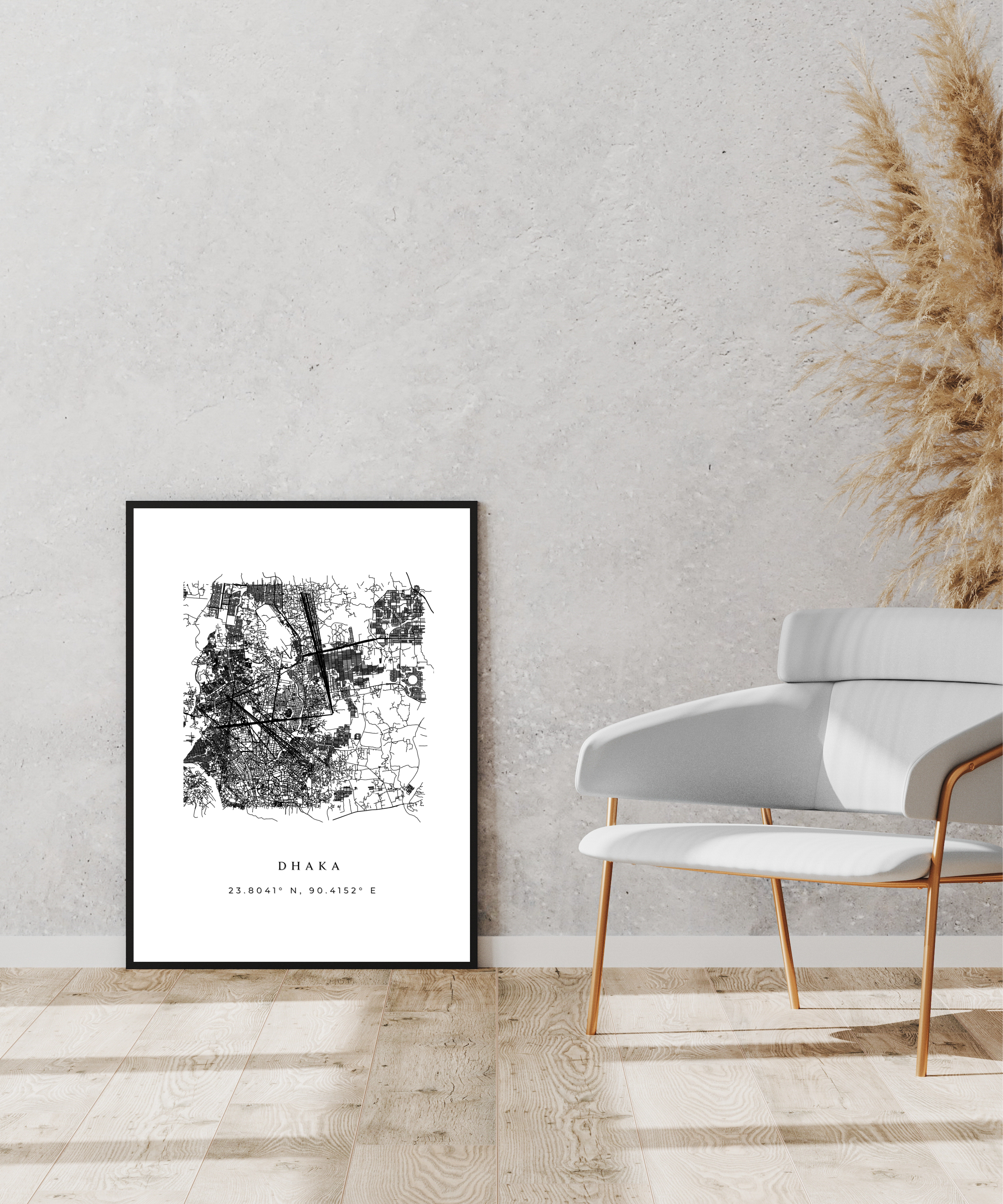 Framed Dhaka City Map Art