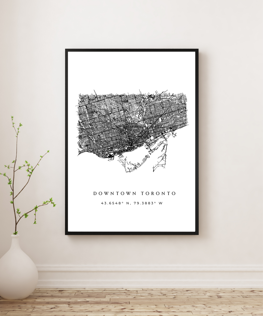 Downtown Toronto Matte Map Poster