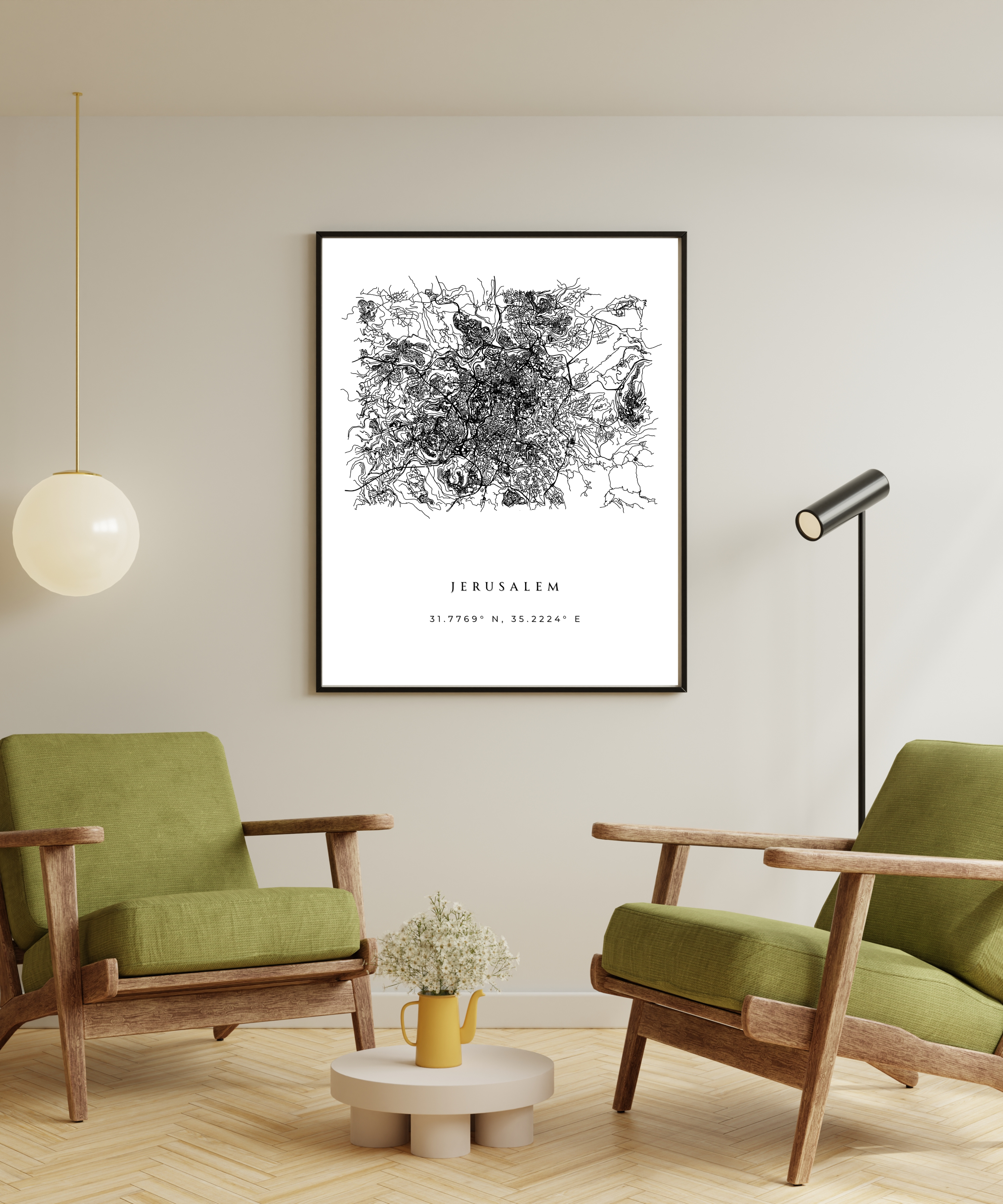 Jerusalem Minimalist City Map Poster