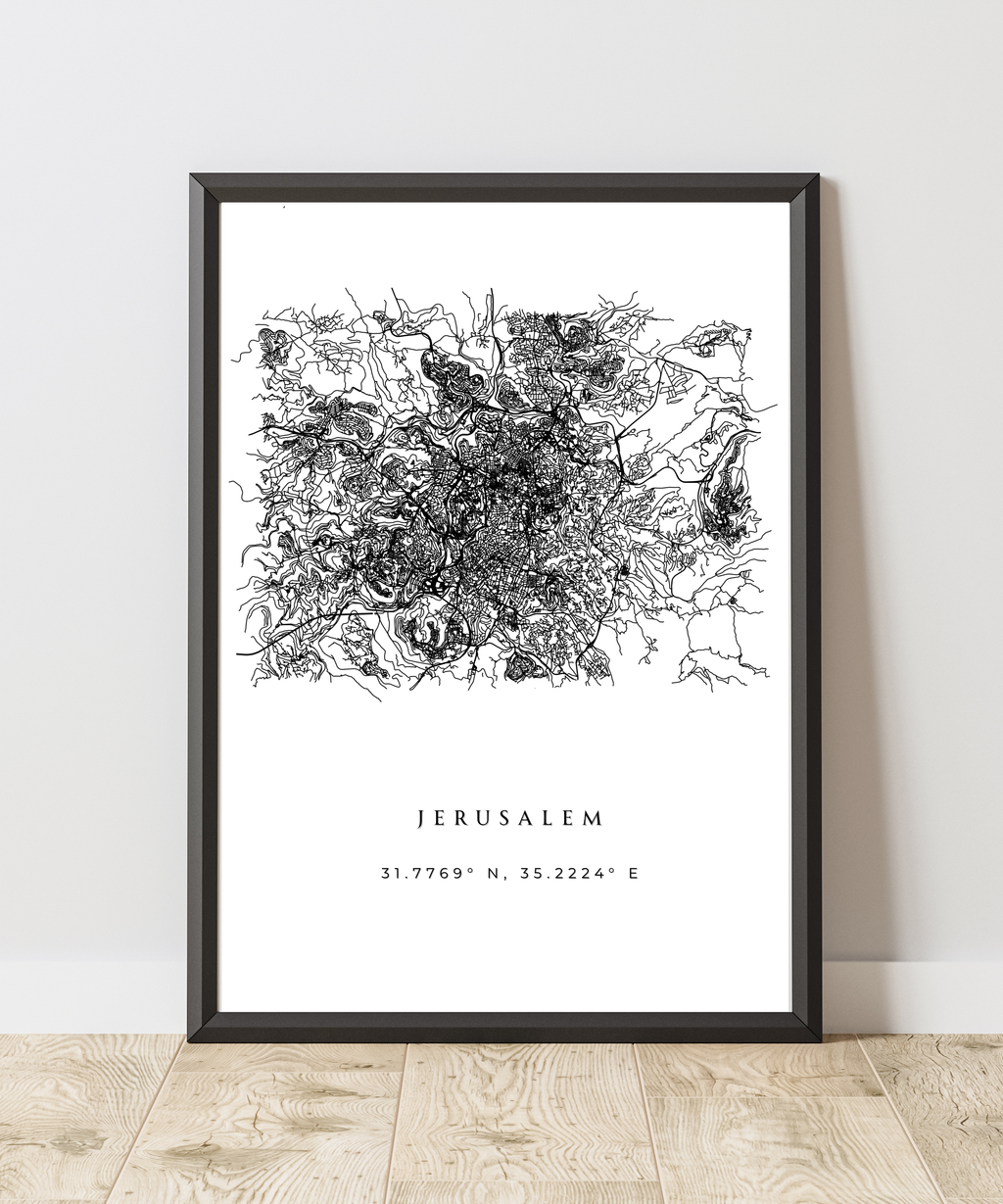 Jerusalem Minimalist City Map Poster