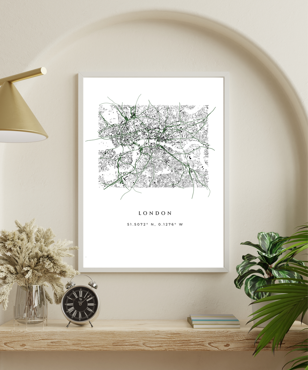 London Buildings and Railways Map Poster
