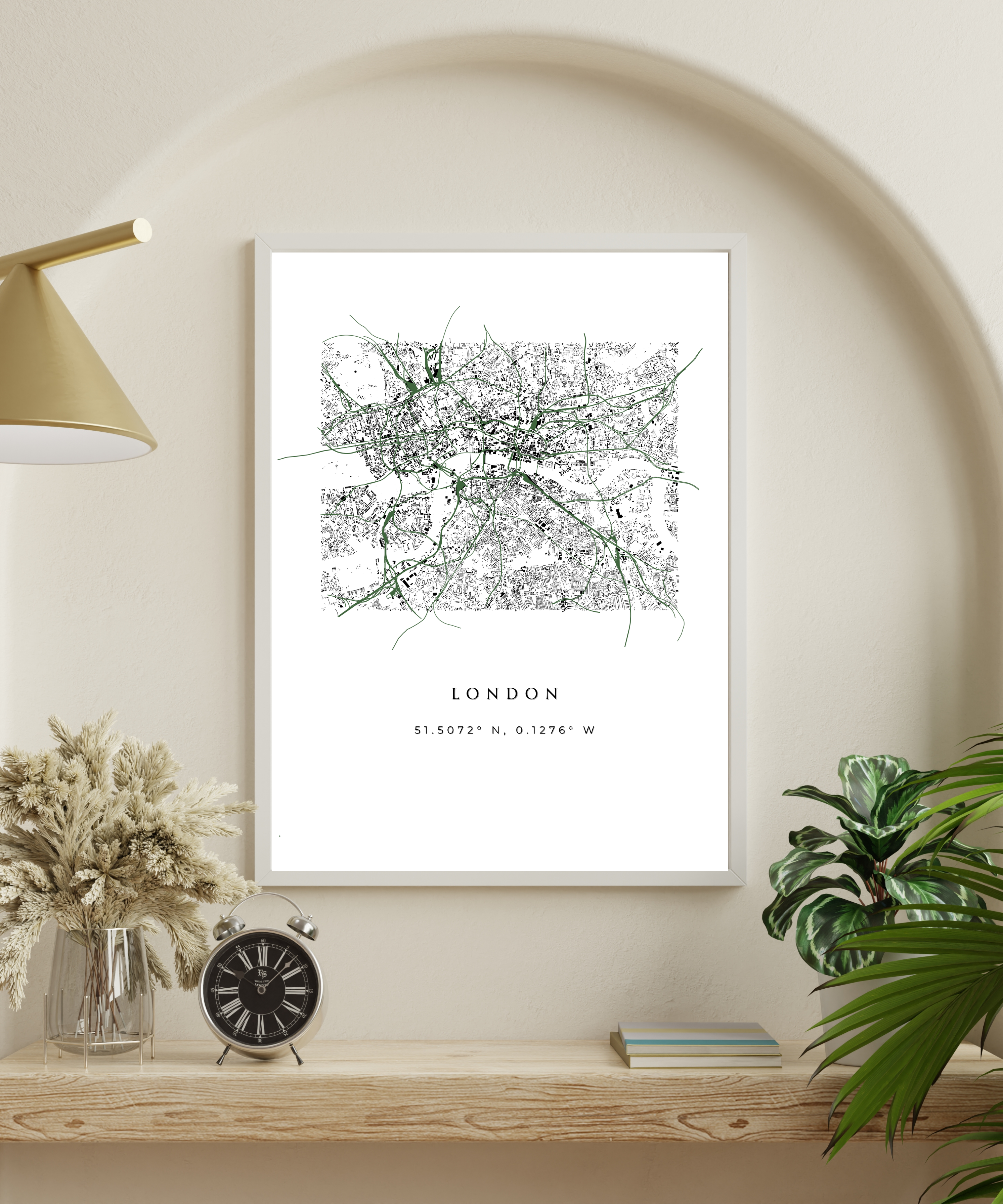 London Buildings and Railways Map Poster