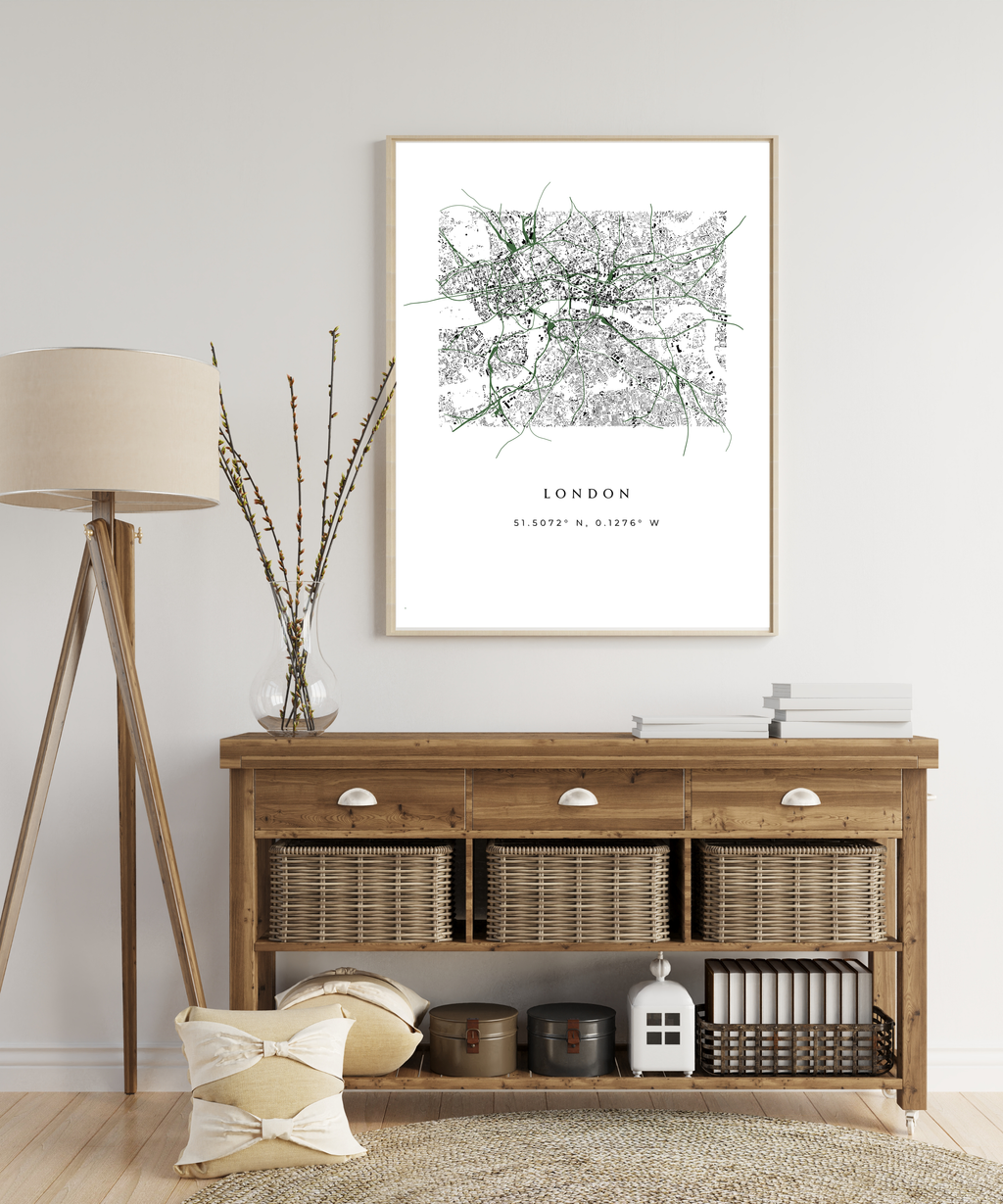 London Buildings and Railways Map Poster
