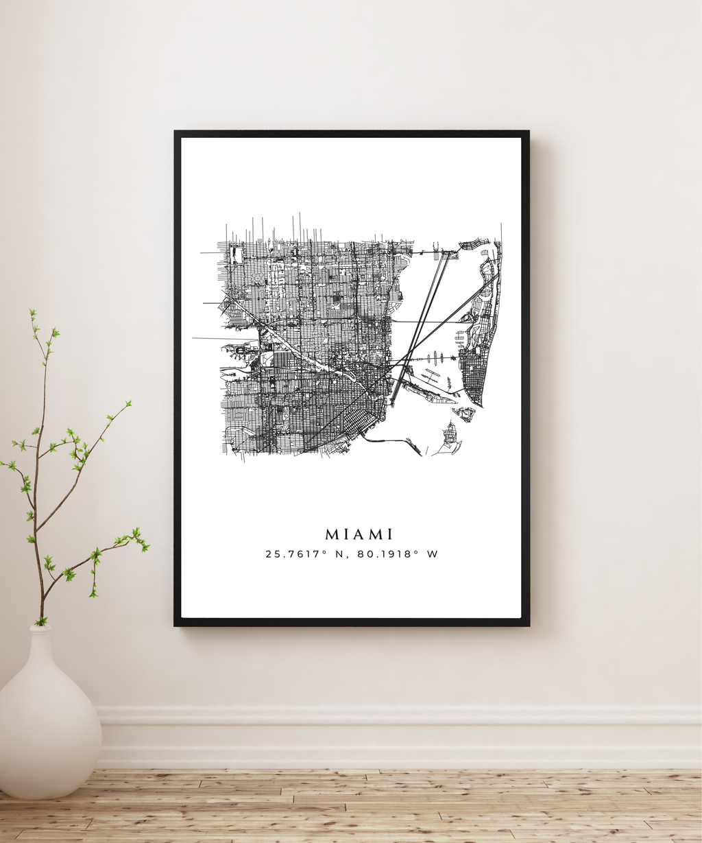 Miami Matte Map Poster