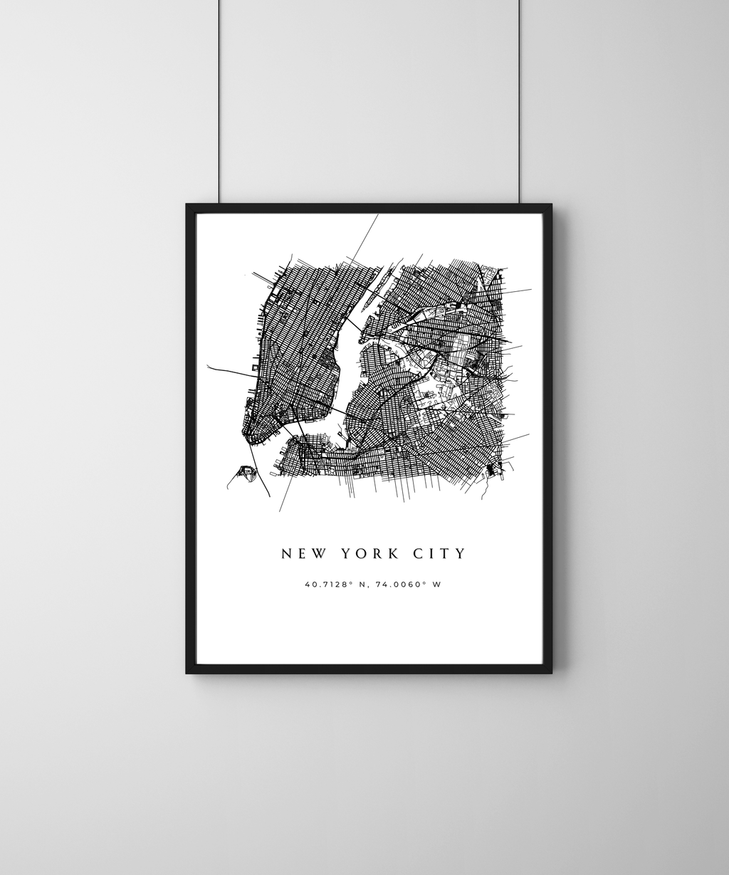 Framed New York City Map Art