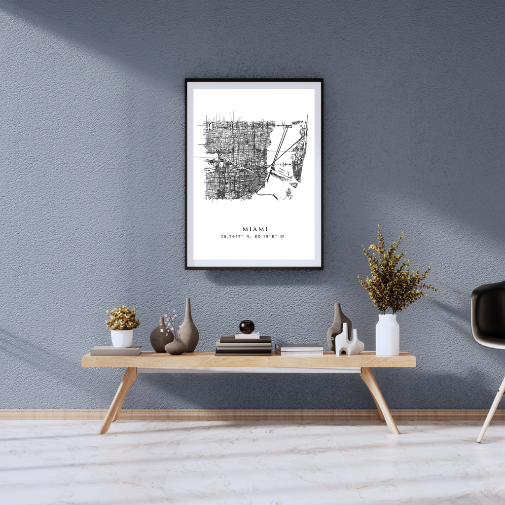 Miami Matte Map Poster