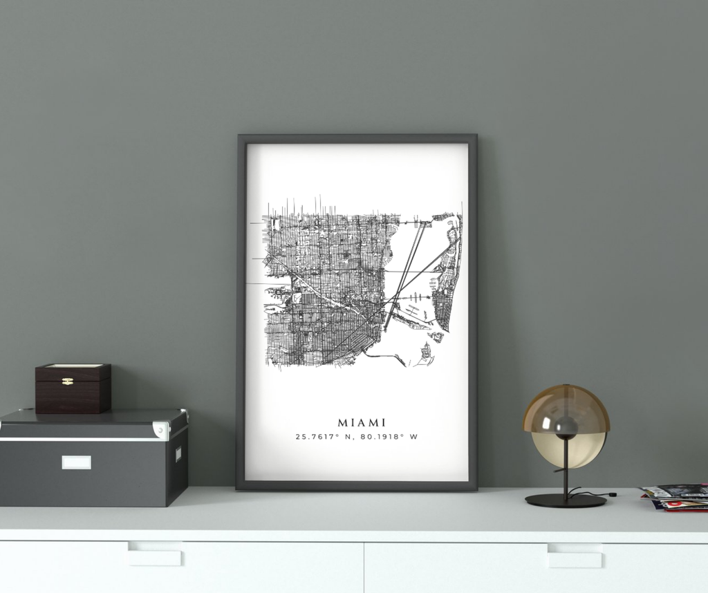 Miami Matte Map Poster
