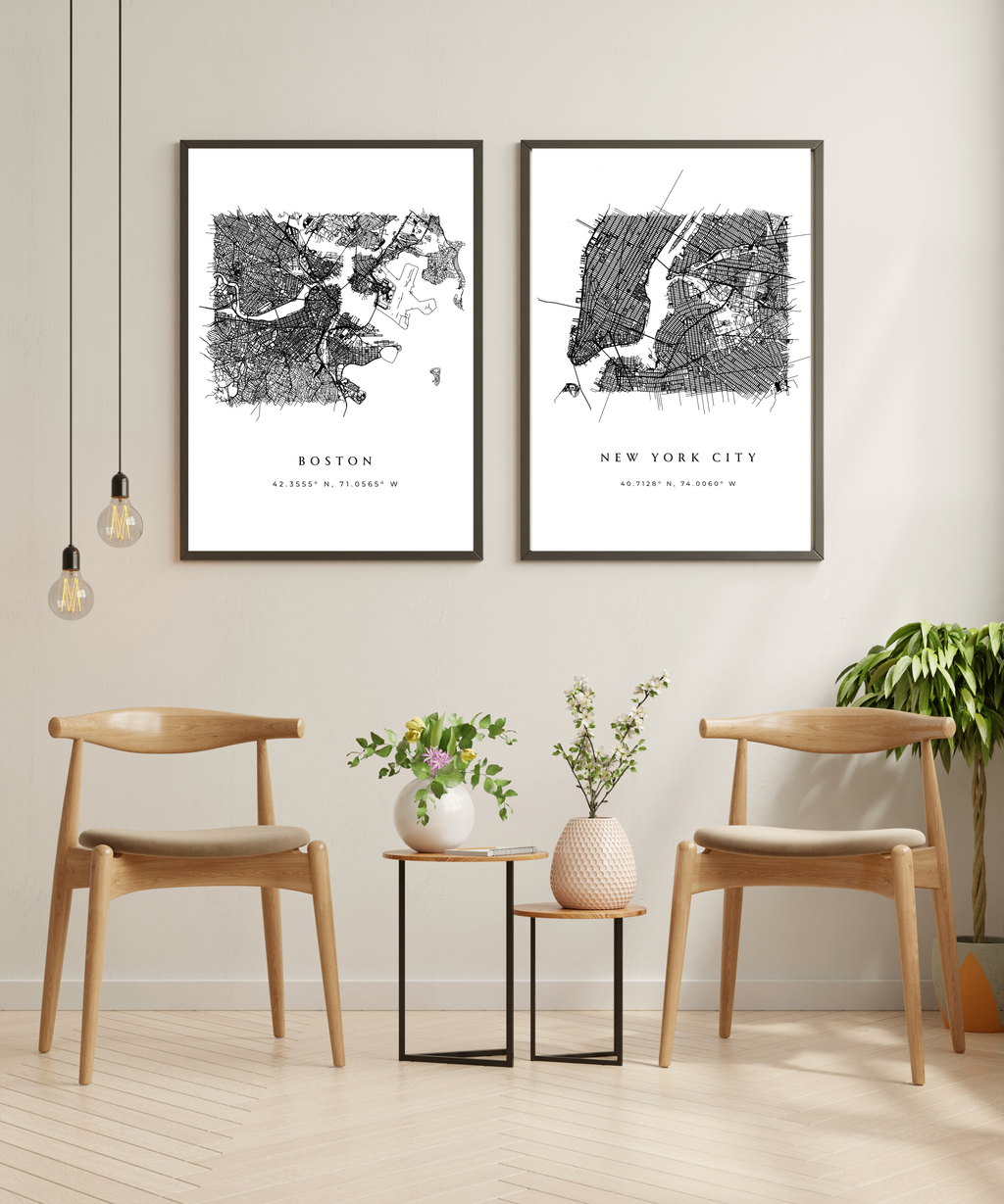 Boston Roadways Matte Map Poster